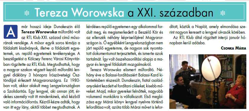 Tereza Worowska a XXI. században