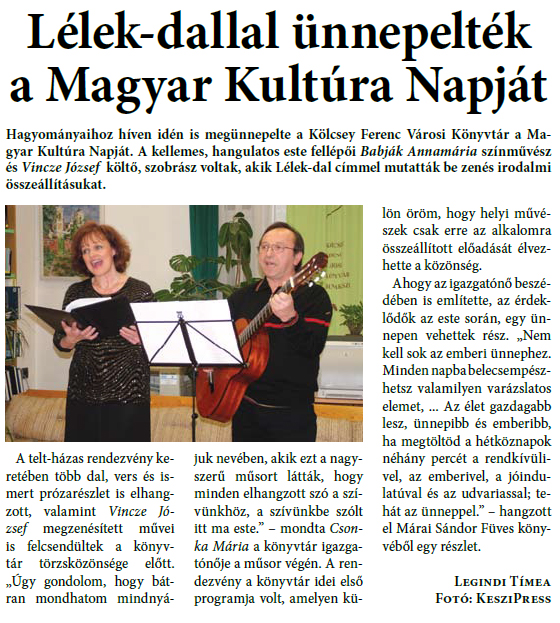 Lélek-dallal ünnepelték a Magyar Kultúra Napját